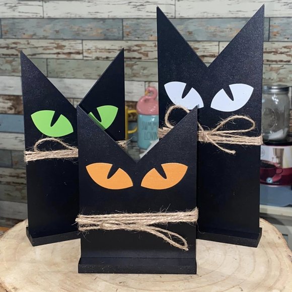 Black Cat Halloween Wood 3-Pc Set - Picture 1 of 3